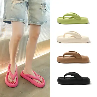 Women's Pink Net Flip Flops Thick Soles Summer Sandals
