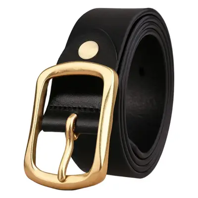 Men's Genuine Leather Belt with Gold Buckle