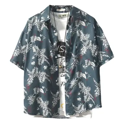 Men's Japanese Style Hawaiian Print Short Sleeve Shirt