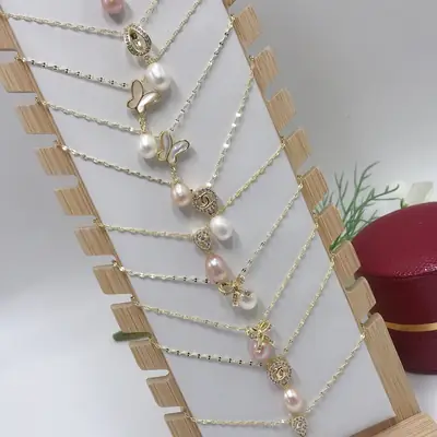 Luxury Pearl Flower Necklace Set Gold Chain