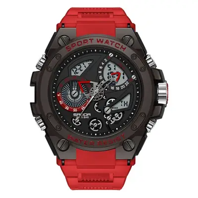 Sanda Black 3D Dual Display Sports Watch