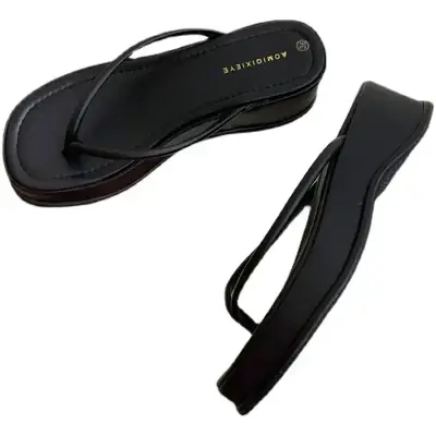 2023 Summer new foreign trade women's shoes wholesale Korean flip-flops outerwear wedge sandals women's shoes tide
