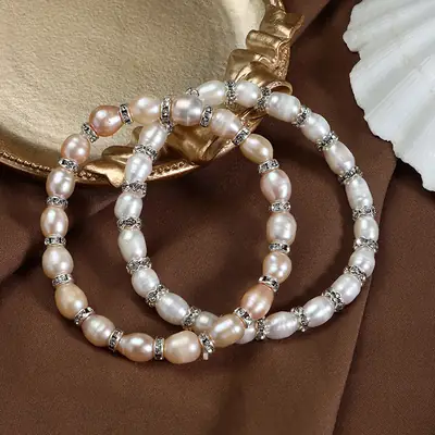 Pearl Bracelet with Drill Ring for Women