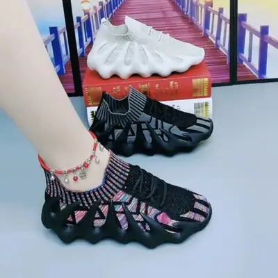 Women Flying Weaving Sneakers White Yellow Green 2023