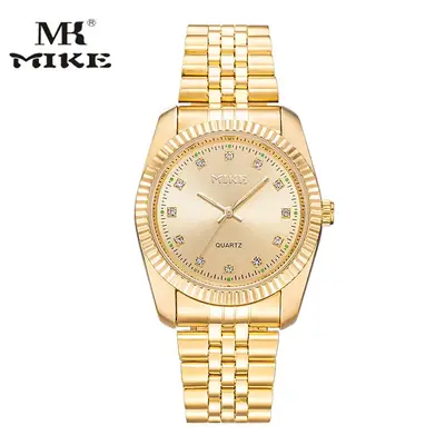 MK MIKE Gold Quartz Watch for Men Women Waterproof