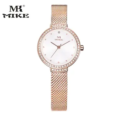 Women's Rose Gold Mesh Watch with Crystal Dial