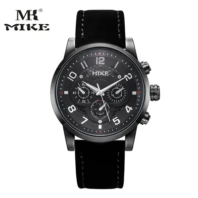 Men's Rose Gold Leather Belt Watch with 3 Subdials