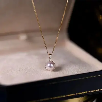 Freshwater Pearl Necklace with Sunflower Pendant for Women