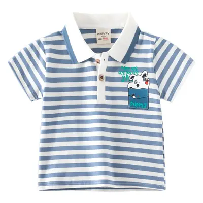 Boys Striped T-Shirt Blue White Polo Summer Dropshipping