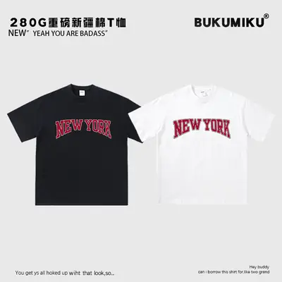 280g New York Retro T-Shirt Black White