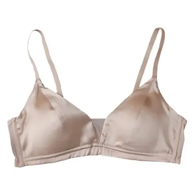 Mulberry silk satin silky non-empty cup bra summer simple comfortable breathable silk smooth French triangle cup