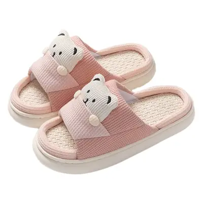 New Home Mute Feeling Cartoon Practical Cotton Slippers Spring Linen Slippers Women's Thick Sole Fashion Wholesale
