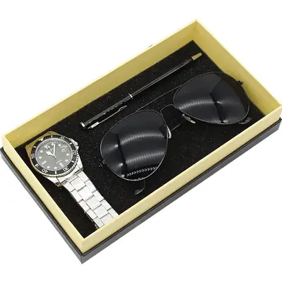 Men's Cross-Border Quartz Watch with Sunglasses Set