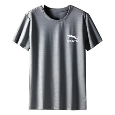Men's Grey Ice Silk T-Shirt Loose Large