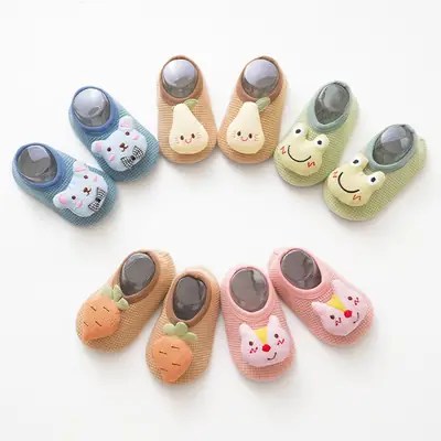 Soft Cartoon Frog Kids Socks Green Non-Slip