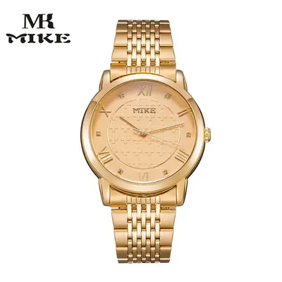 All Gold Men's Quartz Watch with Steel Belt
