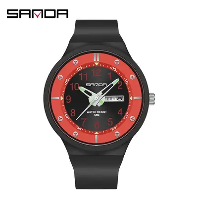 Sanda Black Red Dual Scale Sports Watch for Men Women