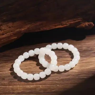 Natural White Jade Buddha Bracelet for Men Women