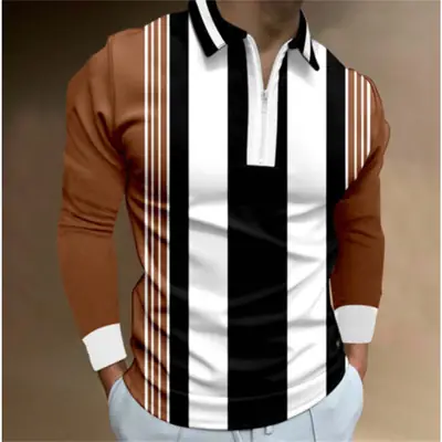 2025 Men's Digital Print Polo Shirt Large Lapel