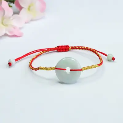 Guan Yu Natural Burmese Jade Peace Pendant Bracelet