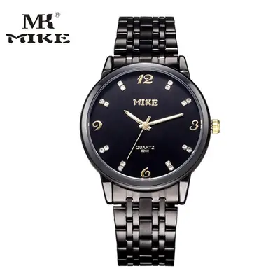 MIKE Mico Black Steel Band Waterproof Watch for Men