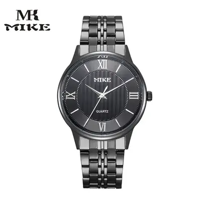 MIKE Black Steel Quartz Watch for Men
