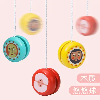 Wooden Yo-Yo 8090 Classic Nostalgic Yo-Yo Toy for Young Kidsren Cartoon Night Market Stall Supply Wholesale