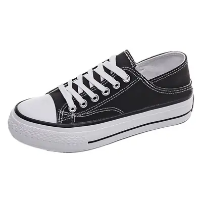 Women Black Canvas Casual Sneakers Lazy Thick Sole