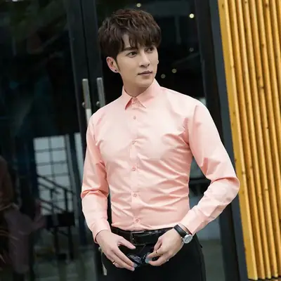 Men Long-sleeve White Shirt Plus Size Business All-match