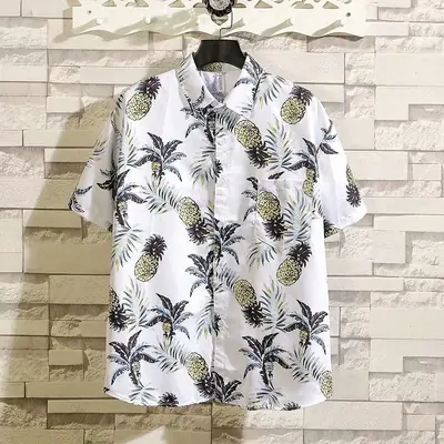 Hawaiian Floral Short Sleeve Men's Shirt Large