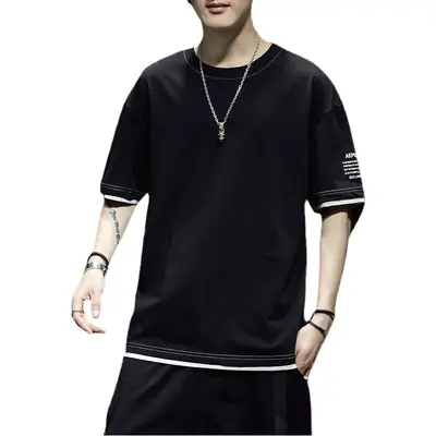 Men Korean Style Short Sleeve White T-Shirt 2020 Summer