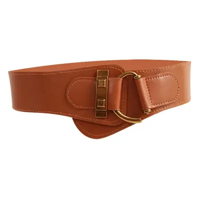 Elasticated Waist Belt for Women with Gold Buckle