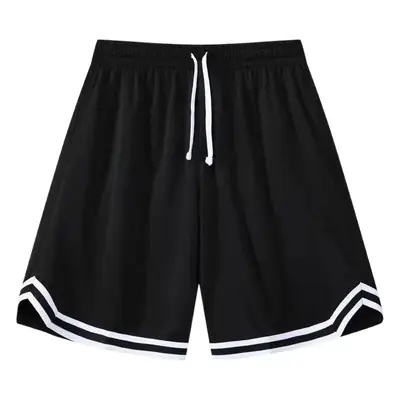 Men Mesh Running Shorts Black White Mid Length