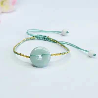 Jade Peace Pendant Bracelet Green White