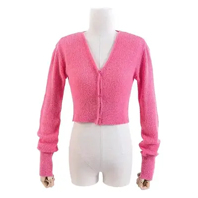 Green Single-Breasted Knitted Cardigan for Women
