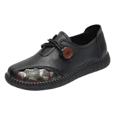 Oxford Leather Women's Slip-On Shoes Black