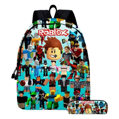 roblox Backpack Primary and Middle School Schoolbag Children's Backpack Cartoon Cartoon Backpack Lunch Bag Pencil Bag