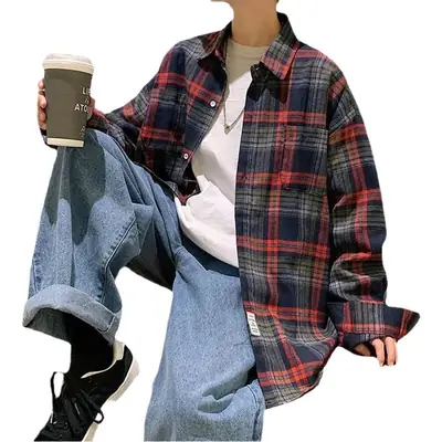 Men's Plaid Oversize Shirt with Salt Coat Design