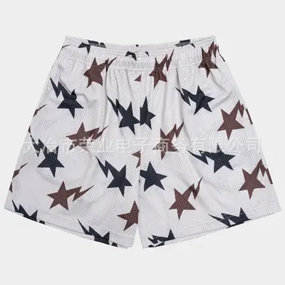 Star Print Mesh Shorts for Men Women Casual Fitness Beach