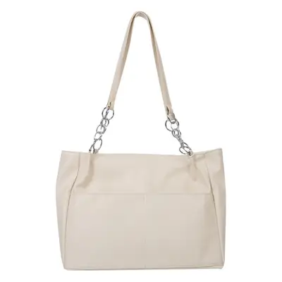 Women's Soft Leather Large Shoulder Bag with Chain Detail
