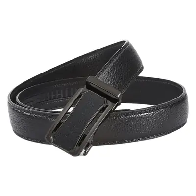 Men's Black Leather Belt with Gold Buckle