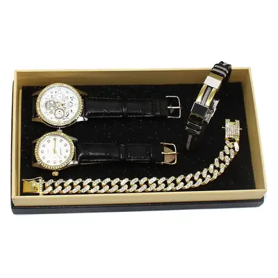 Diamond Bracelet Watch Set for Men & Women