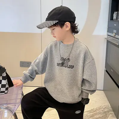 Boys Sweatshirt Black Cartoon Bear 2026 Spring Autumn