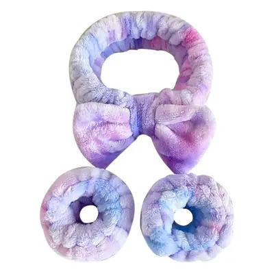 Soft Plush Bow Face Wash Headband Set for Women