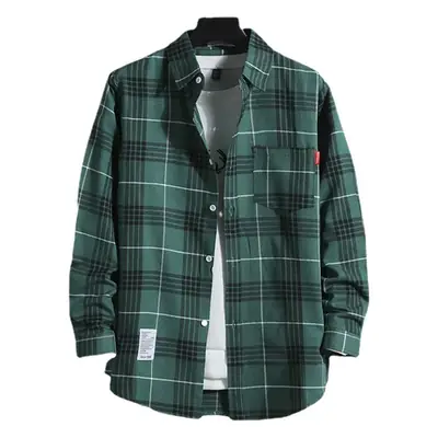 Plaid Long Sleeve Men's Shirt Spring Summer Loose Fit