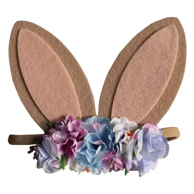 New Rabbit Ears Headband with Artificial Flowers for Girls