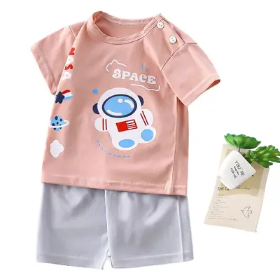 Girls Cotton Bear Print Shorts Suit Summer Wear