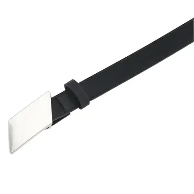 Women Black Decorative Belt with Smooth Buckle