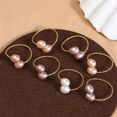 Running Volume Pearl Rings Copper Gold Plated Three Color Wholesale