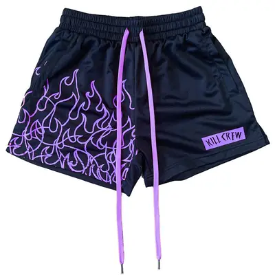 Men's Orange Flames Mesh Basketball Shorts